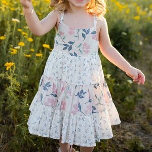 Catherine Malandrino Cream and Blue Floral Kids Dress